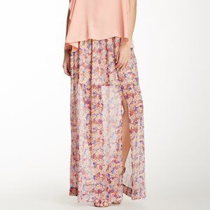 BCBGeneration Floral Print Maxi Skirt BOYSENBERRY